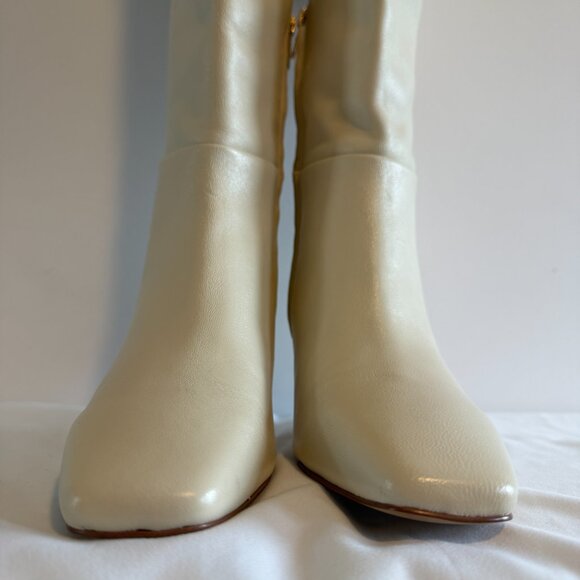 NWOT SAM EDELMAN Leigh Ivory Leather Knee High Tall Dress Boots 7.5 - Picture 7 of 15
